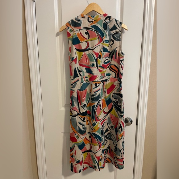 Lafayette 148 New York Pammie Abstract Linen Wrap Dress Size 12 - Picture 10 of 12